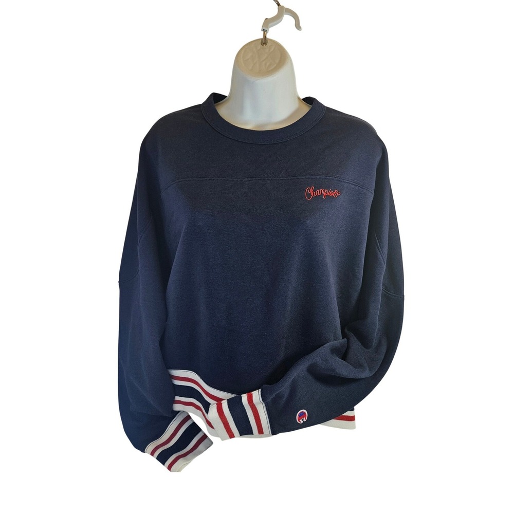 Champion Cropped Sweatshirt Womens S Navy New Elective Crew